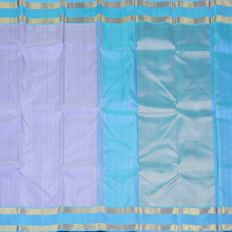 Hayagrivas Lavender Handloom Kanjivaram Silk Saree with Sea Blue Border KBD2041C2-1