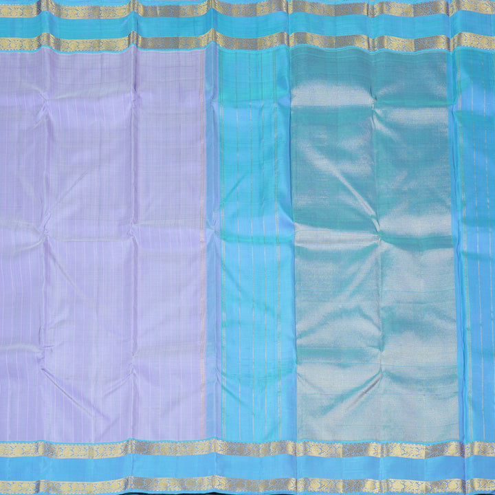 Hayagrivas Lavender Handloom Kanjivaram Silk Saree with Sea Blue Border KBD2041C2-1