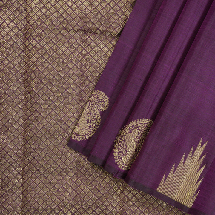 Hayagrivas Handloom Kanjivaram Silk Saree in Majestic Purple KBD2051C1-1