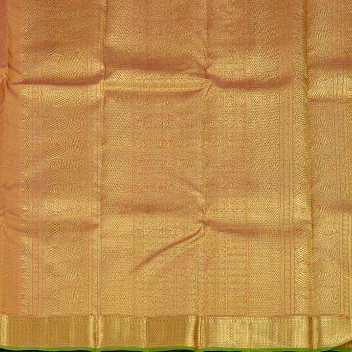 Hayagrivas Mustard Yellow Handloom Kanjivaram Silk Saree with Dual Tone (Pink With Yellow) Border KBD2053C2-1