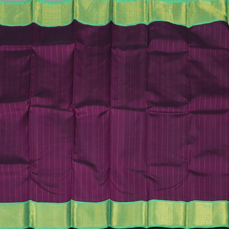 Hayagrivas Handloom Deep Violet Kanjivaram Silk Saree with Parrot Green border KBD2057C1-1