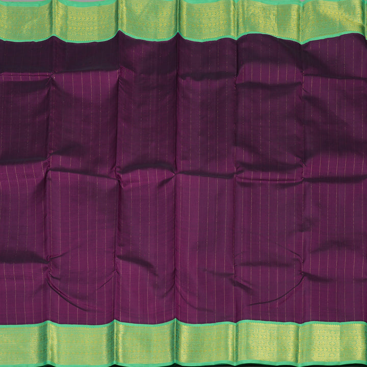 Hayagrivas Handloom Deep Violet Kanjivaram Silk Saree with Parrot Green border KBD2057C1-1