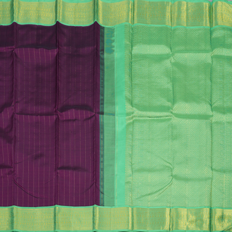 Hayagrivas Handloom Deep Violet Kanjivaram Silk Saree with Parrot Green border KBD2057C1-1
