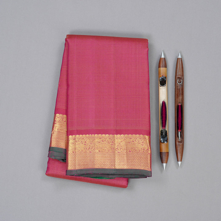 Hayagrivas Reddish Pink Handloom Kanjivaram Silk Saree KBD2060C2-1