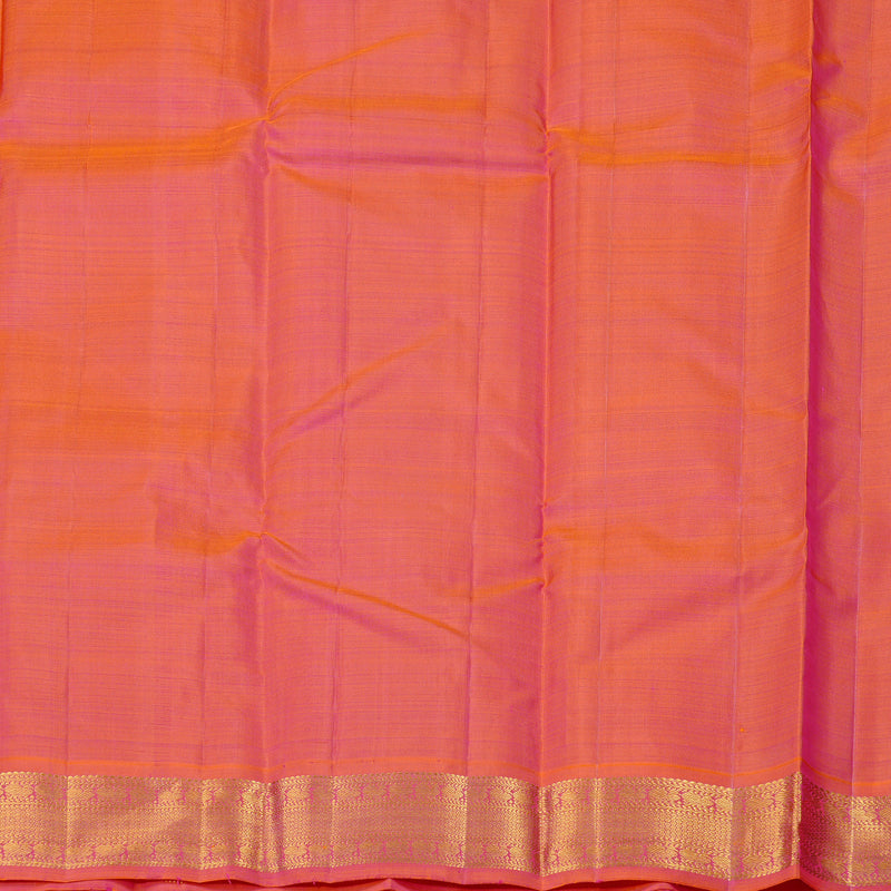 Hayagrivas Sandal Handloom Kanjivaram Silk Saree with Orangish Pink Border KBD2060C3-4