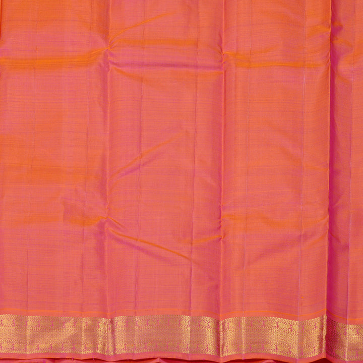 Hayagrivas Sandal Handloom Kanjivaram Silk Saree with Orangish Pink Border KBD2060C3-4
