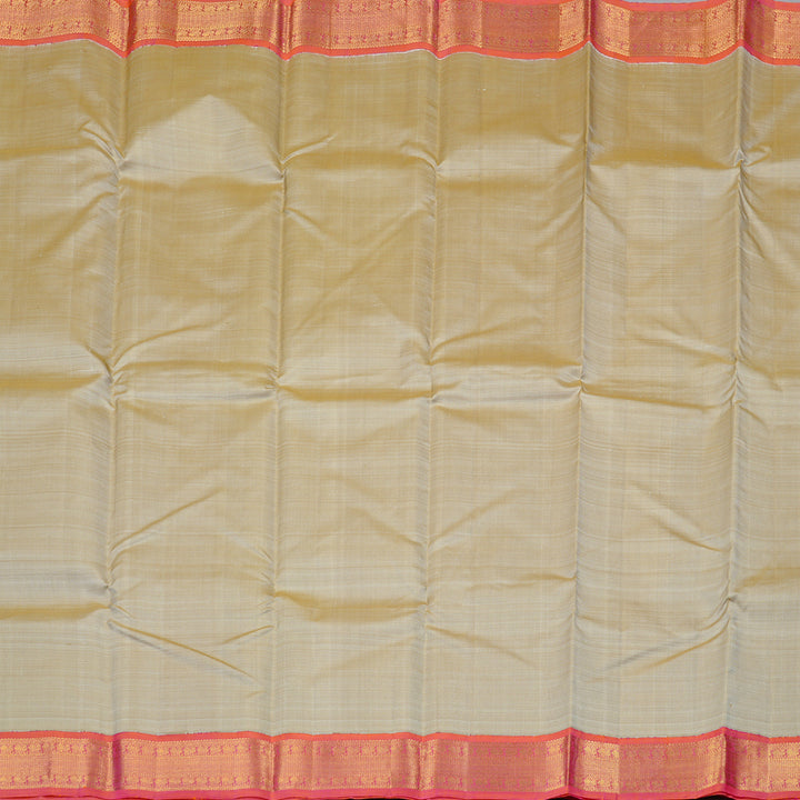 Hayagrivas Sandal Handloom Kanjivaram Silk Saree with Orangish Pink Border KBD2060C3-4