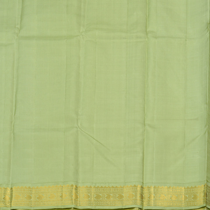 Hayagrivas Blue Handloom Kanjivaram Silk Saree with Light Elaichi Green Border KBD2060C5-7