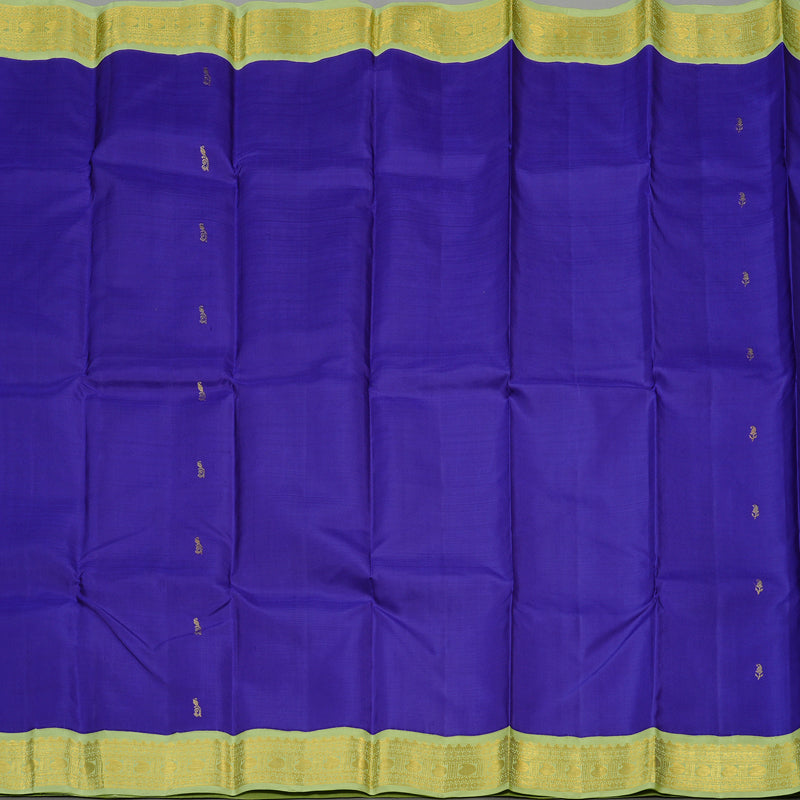 Hayagrivas Blue Handloom Kanjivaram Silk Saree with Light Elaichi Green Border KBD2060C5-7