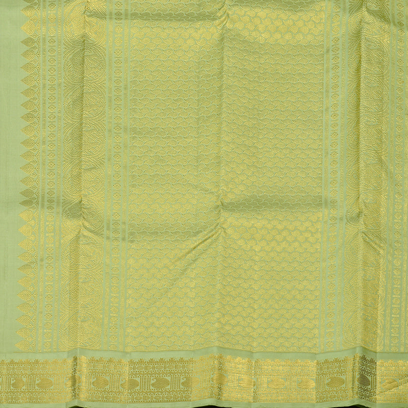 Hayagrivas Blue Handloom Kanjivaram Silk Saree with Light Elaichi Green Border KBD2060C5-7