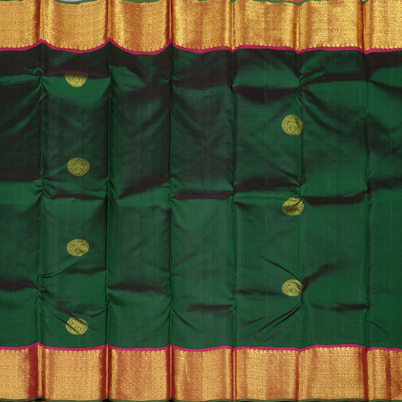 Hayagrivas Handloom Kanjivaram Silk Saree in Radiant Bottle Green KBD2060C7-4
