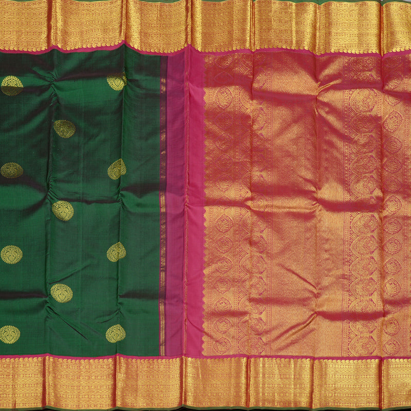 Hayagrivas Handloom Kanjivaram Silk Saree in Radiant Bottle Green KBD2060C7-4