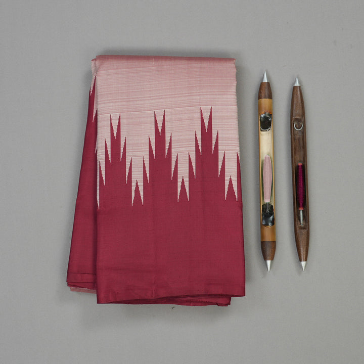 Hayagrivas Onion Pink Handloom Kanjivaram Silk Saree with Maroon Border KBD2064C4-4