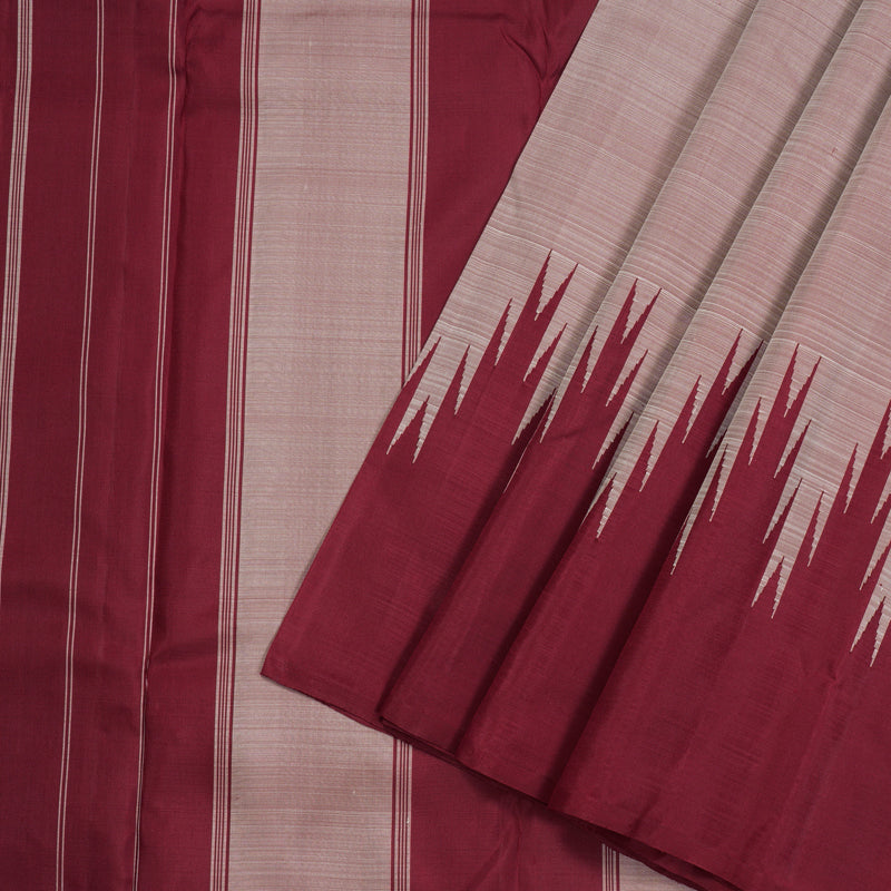 Hayagrivas Onion Pink Handloom Kanjivaram Silk Saree with Maroon Border KBD2064C4-4