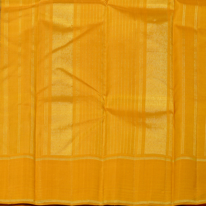 Hayagrivas Black Handloom Kanjivaram Silk Saree with Mustard Yellow Border KBD2064C5-1
