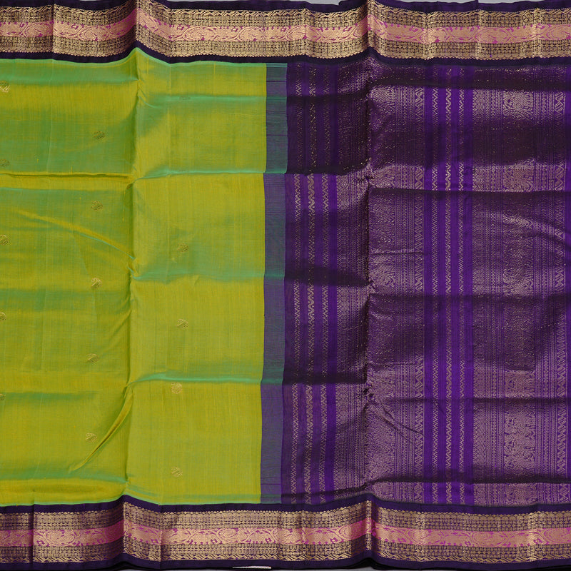 Hayagrivas Handloom Silk Cotton Saree in Bold Fluorescent Green KBD2065C11-11