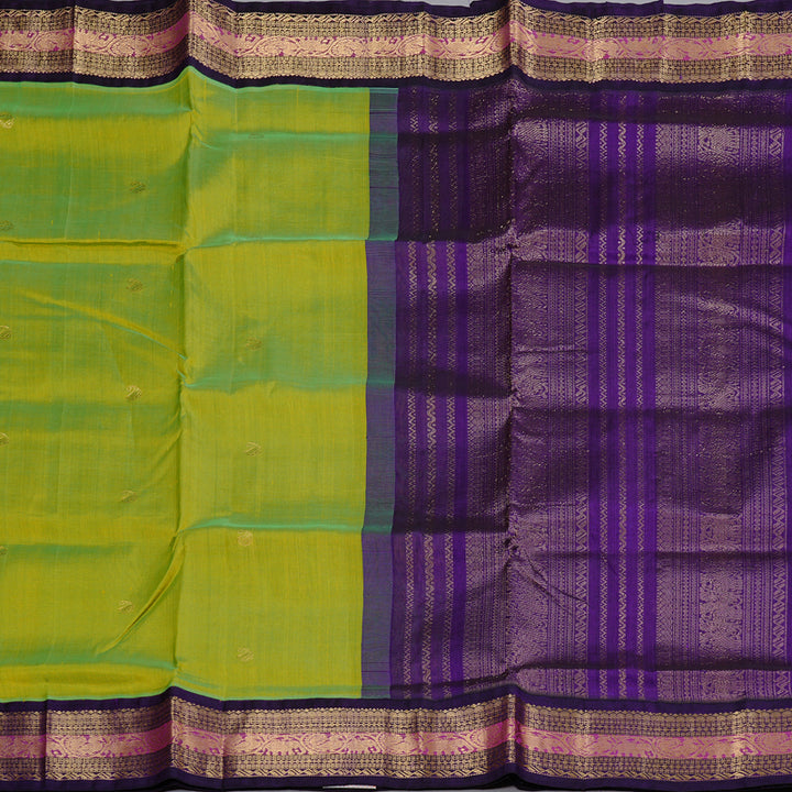 Hayagrivas Handloom Silk Cotton Saree in Bold Fluorescent Green KBD2065C11-11