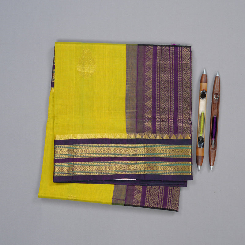 Hayagrivas Handloom Pure Silk Cotton Saree in Radiant Fluorescent Green KBD2065C11-14