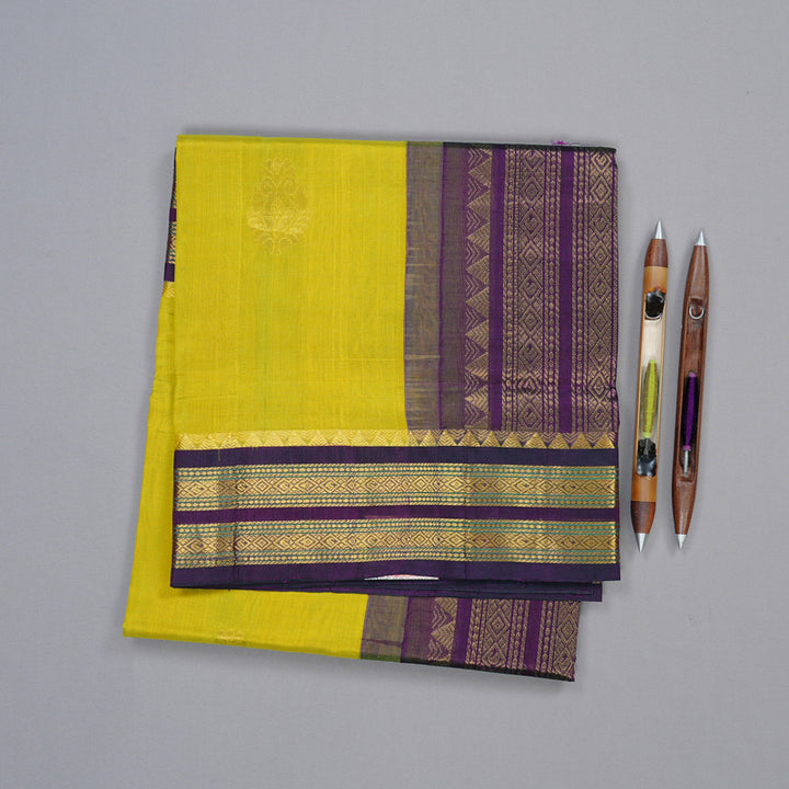 Hayagrivas Handloom Pure Silk Cotton Saree in Radiant Fluorescent Green KBD2065C11-14