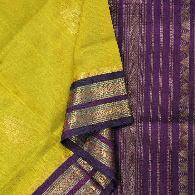 Hayagrivas Handloom Pure Silk Cotton Saree in Radiant Fluorescent Green KBD2065C11-14