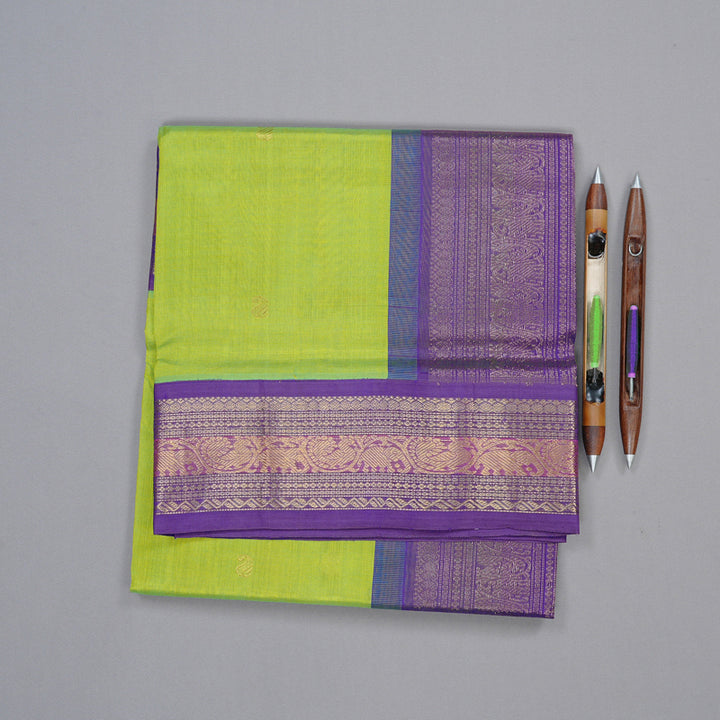 Hayagrivas Handloom Silk Cotton Saree in Vibrant Fluorescent Green KBD2065C11-18