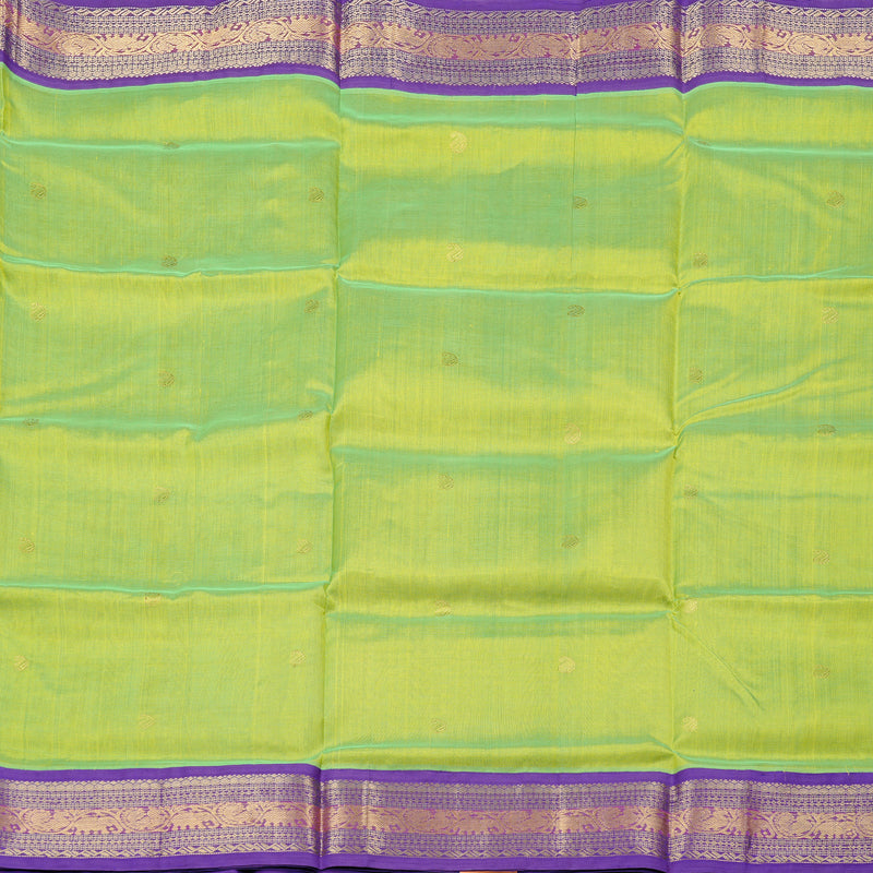 Hayagrivas Handloom Silk Cotton Saree in Vibrant Fluorescent Green KBD2065C11-18