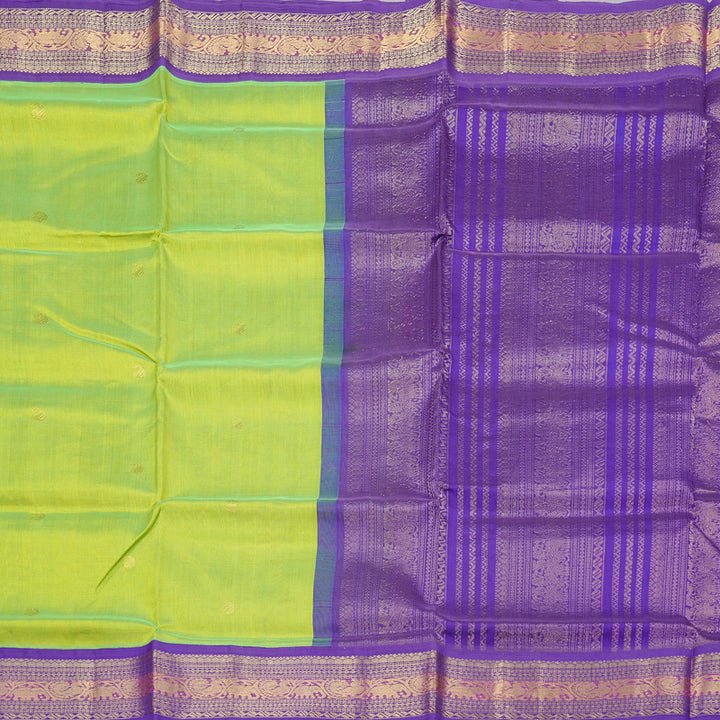 Hayagrivas Handloom Silk Cotton Saree in Vibrant Fluorescent Green KBD2065C11-18