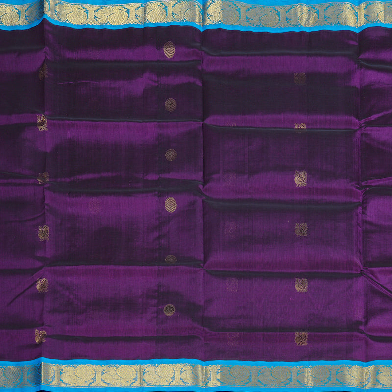 Hayagrivas Handloom Silk Cotton Saree in Luxurious Dark Purple KBD2065C11-24