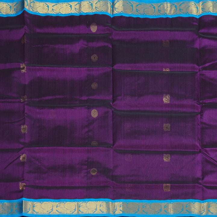 Hayagrivas Handloom Silk Cotton Saree in Luxurious Dark Purple KBD2065C11-24