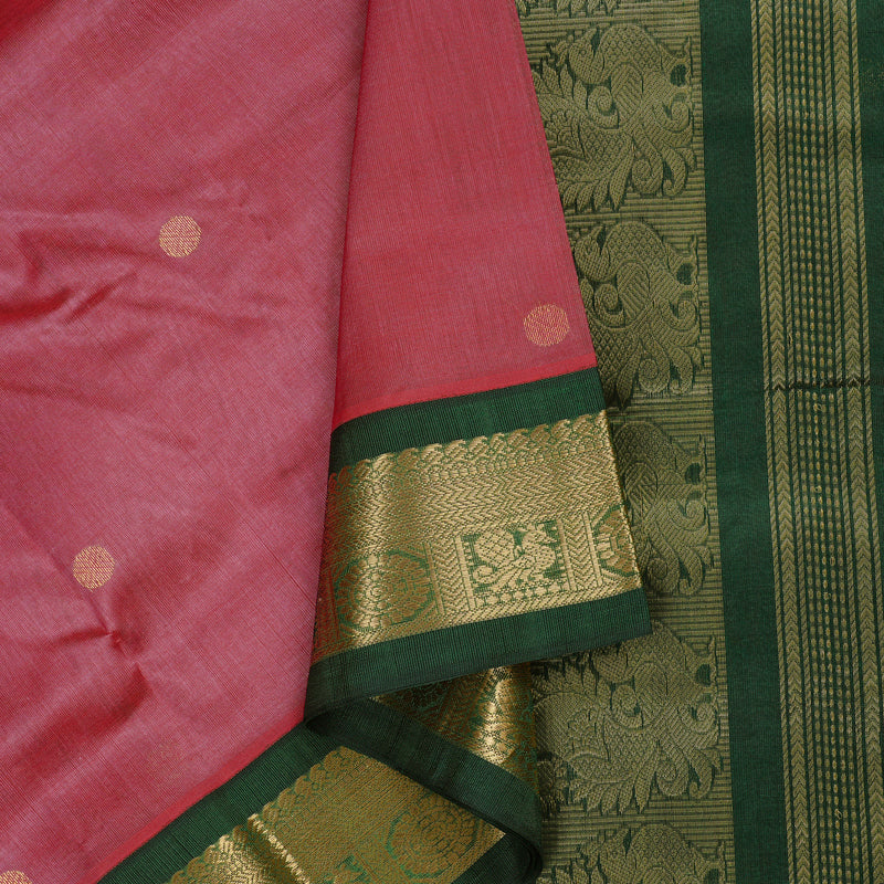 Hayagrivas Handloom Silk Cotton Saree in Lavish Dark Onion Pink KBD2065C11-26