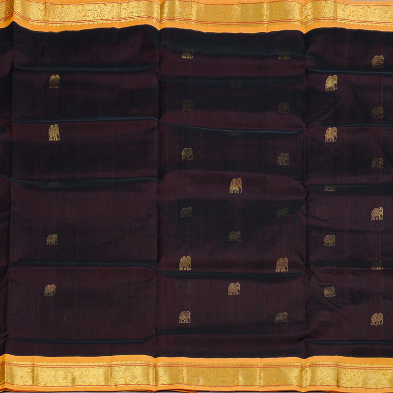 Hayagrivas Handloom Pure Silk Cotton Saree in Impressive Dark Brown KBD2065C11-3