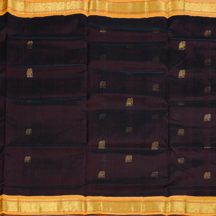 Hayagrivas Handloom Pure Silk Cotton Saree in Impressive Dark Brown KBD2065C11-3