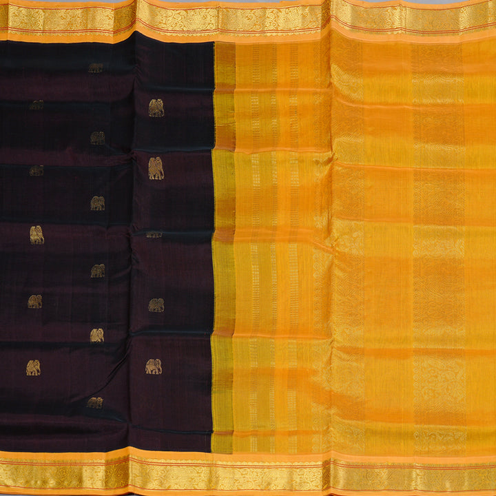 Hayagrivas Handloom Pure Silk Cotton Saree in Impressive Dark Brown KBD2065C11-3