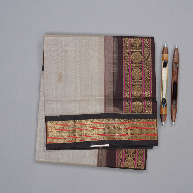 Hayagrivas Handloom Silk Cotton Saree in Ethereal Sand Brown KBD2065C11-30