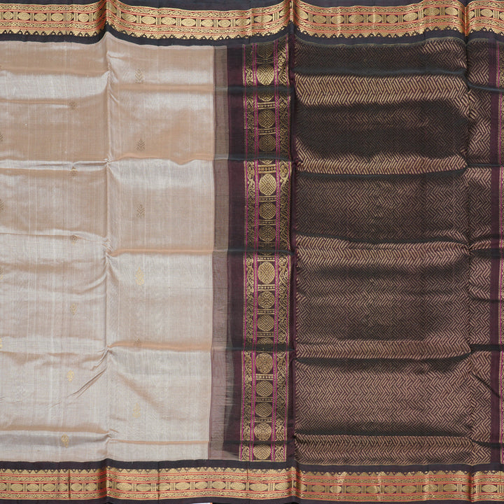 Hayagrivas Handloom Silk Cotton Saree in Ethereal Sand Brown KBD2065C11-30