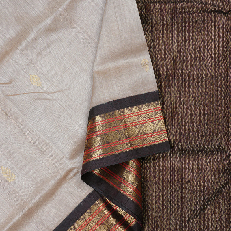 Hayagrivas Handloom Silk Cotton Saree in Ethereal Sand Brown KBD2065C11-30