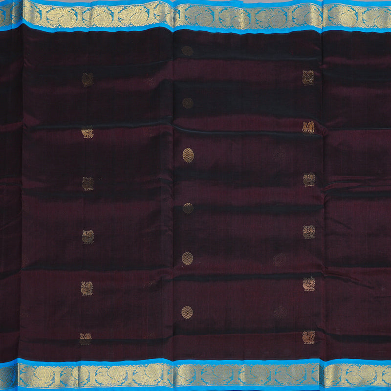 Hayagrivas Handloom Silk Cotton Saree in Gorgeous Dark Brown KBD2065C11-32