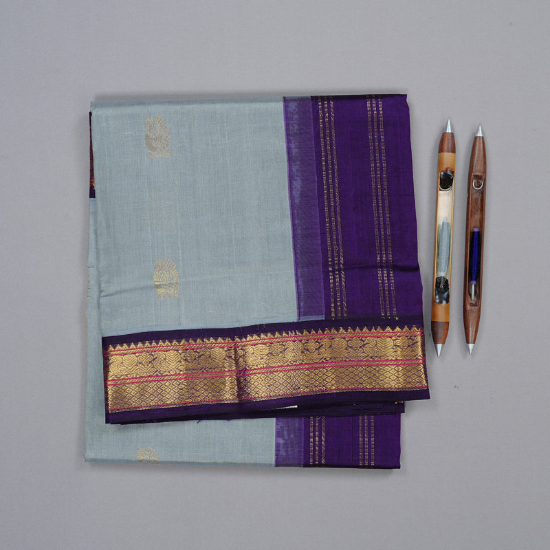 Hayagrivas Handloom Korvai Silk Cotton Saree in Enchanting Grey KBD2065C11-6