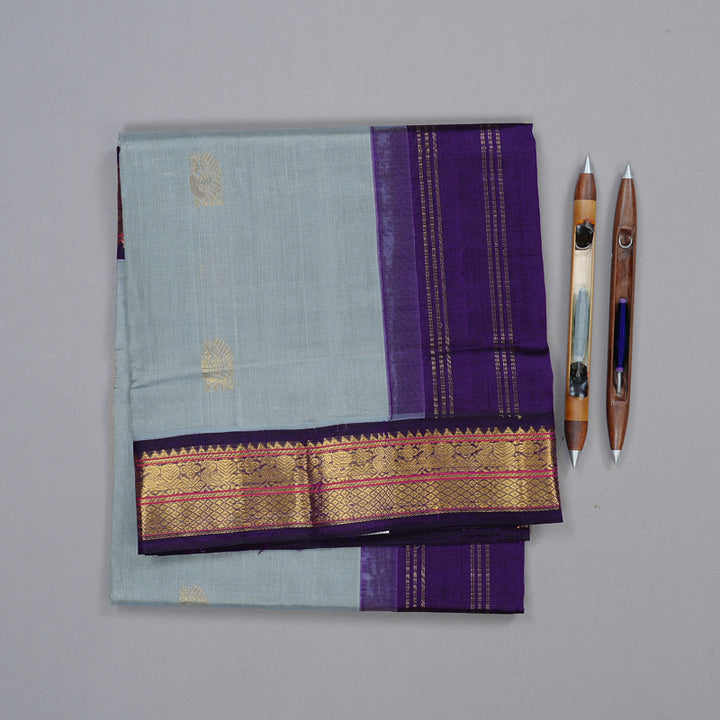 Hayagrivas Handloom Korvai Silk Cotton Saree in Enchanting Grey KBD2065C11-6