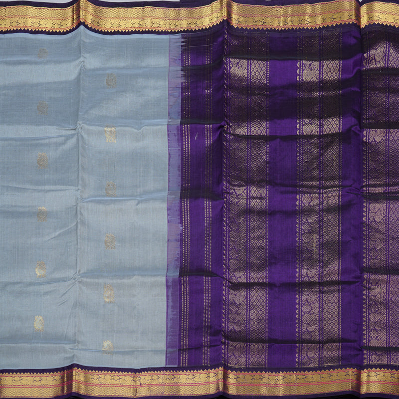 Hayagrivas Handloom Korvai Silk Cotton Saree in Enchanting Grey KBD2065C11-6