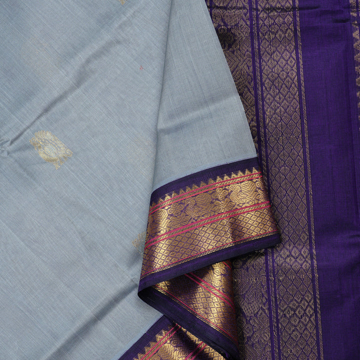 Hayagrivas Handloom Korvai Silk Cotton Saree in Enchanting Grey KBD2065C11-6