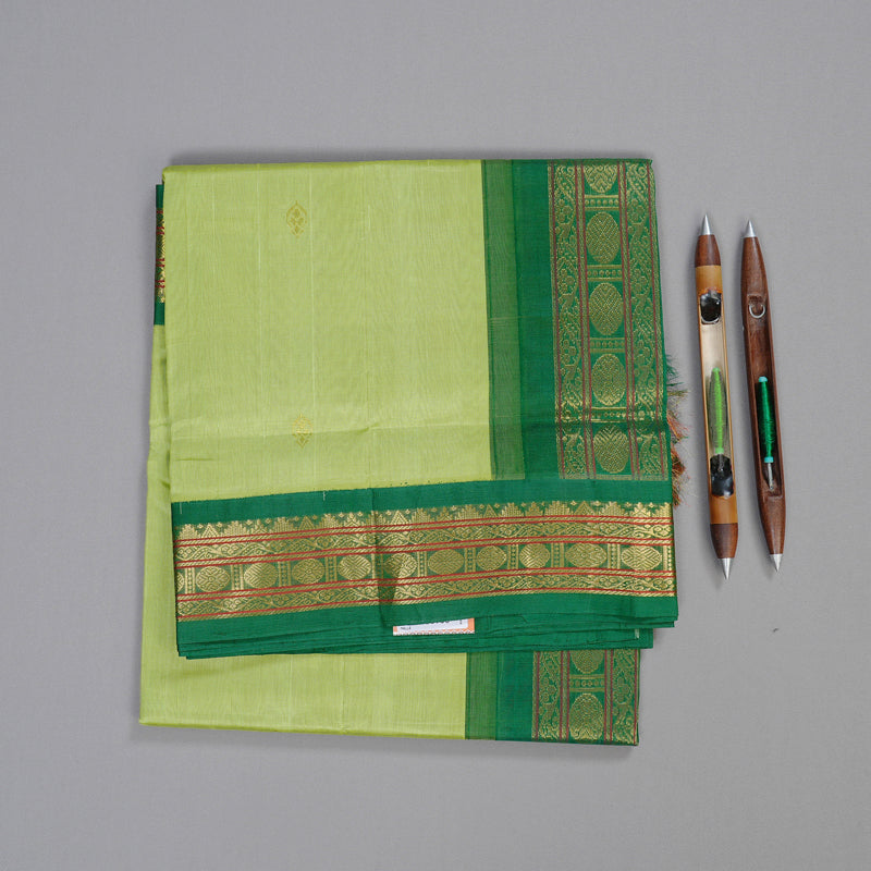 Hayagrivas Handloom Pista Green With Dark Green Silk Cotton Saree KBD2065C11-8