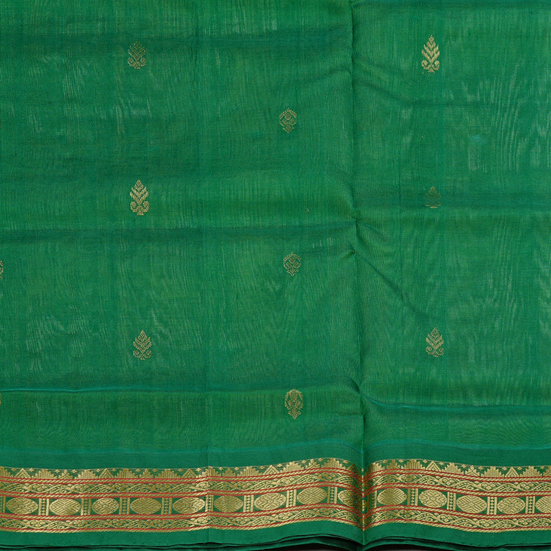 Hayagrivas Handloom Pista Green With Dark Green Silk Cotton Saree KBD2065C11-8