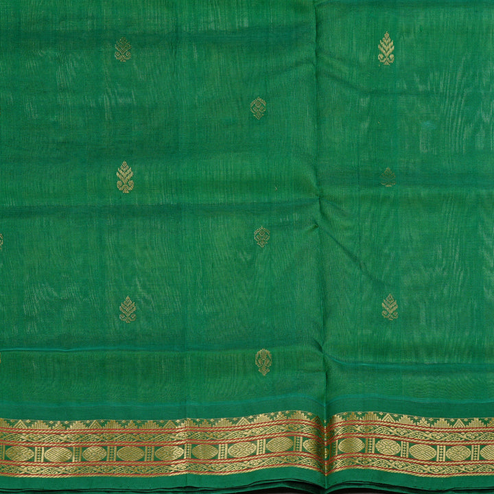Hayagrivas Handloom Pista Green With Dark Green Silk Cotton Saree KBD2065C11-8
