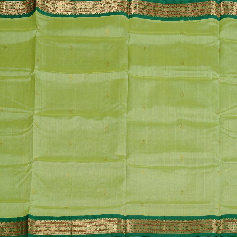 Hayagrivas Handloom Pista Green With Dark Green Silk Cotton Saree KBD2065C11-8