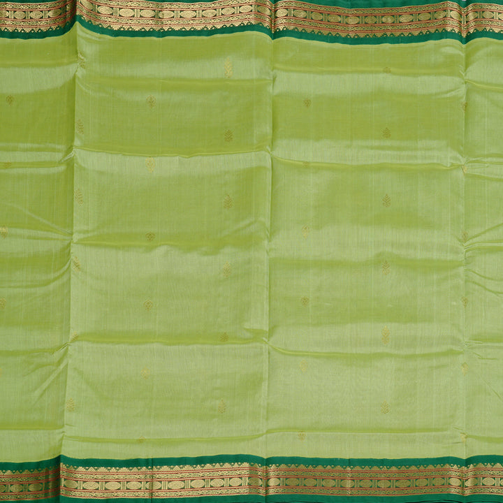 Hayagrivas Handloom Pista Green With Dark Green Silk Cotton Saree KBD2065C11-8
