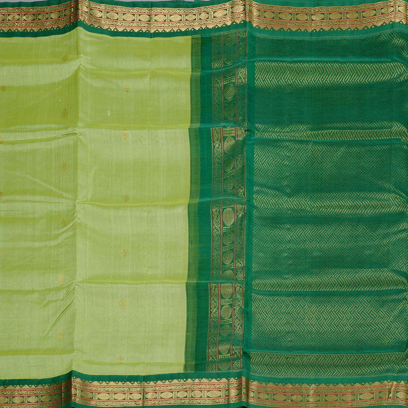 Hayagrivas Handloom Pista Green With Dark Green Silk Cotton Saree KBD2065C11-8