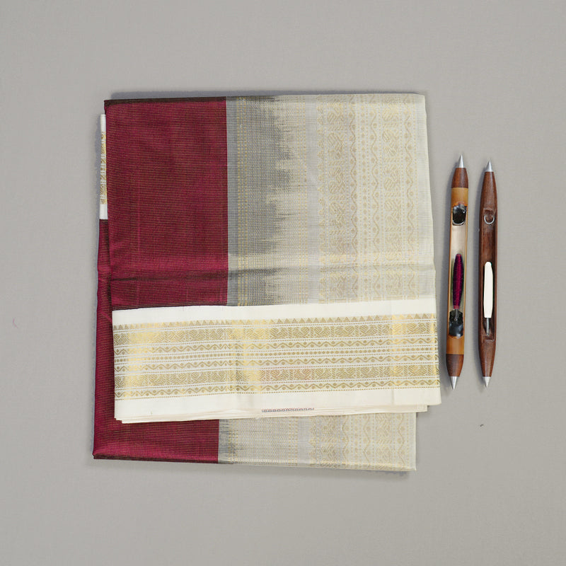 Hayagrivas Handloom Silk Cotton Saree in Enchanting Dark Purple KBD2065C12-1