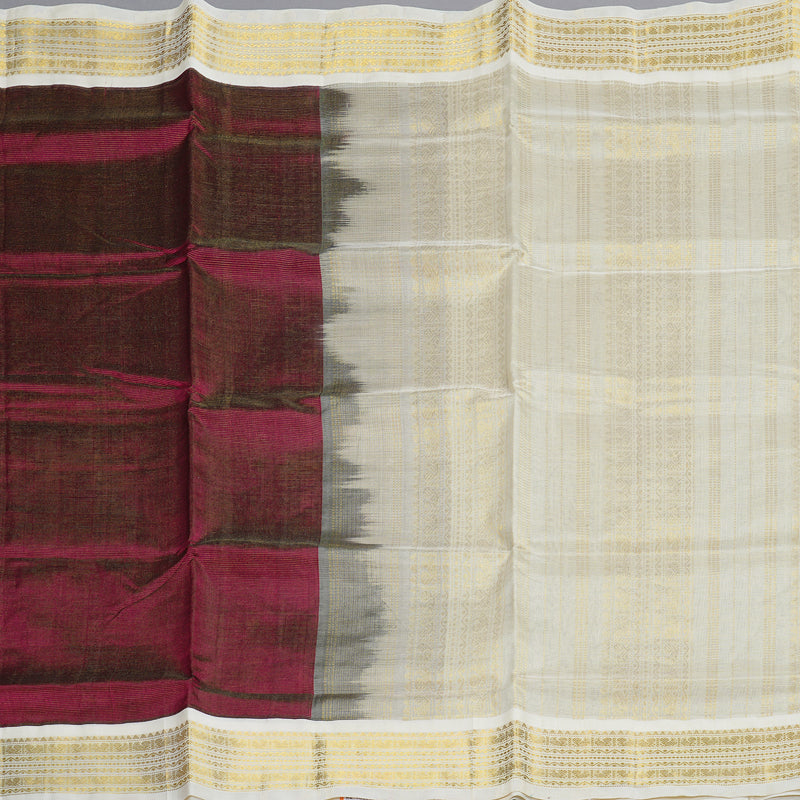 Hayagrivas Handloom Silk Cotton Saree in Enchanting Dark Purple KBD2065C12-1