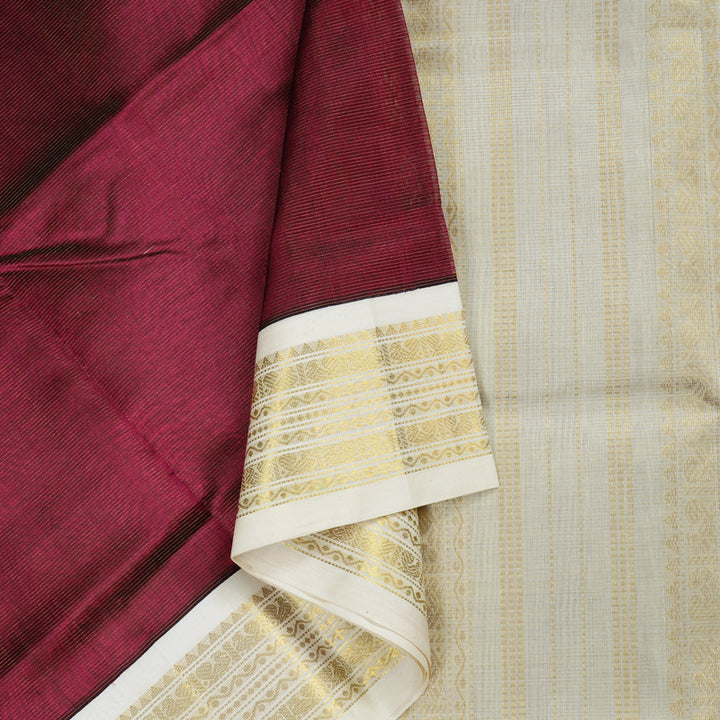 Hayagrivas Handloom Silk Cotton Saree in Enchanting Dark Purple KBD2065C12-1